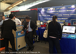 科晶联盟-美国MTI参加在2014年10月13-15日在美国匹斯堡举行的2014 材料科学与技术大会